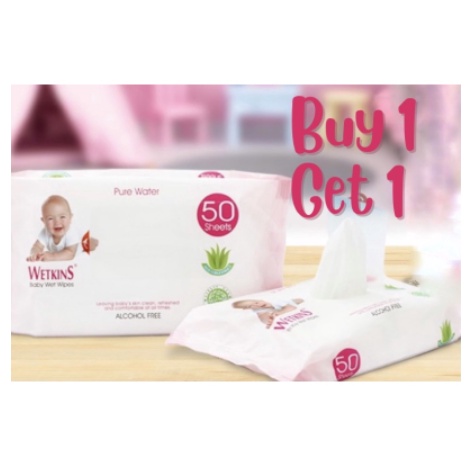 TISU BASAH BAYI TISSUE BABY WETKINS WET WIPES BUY 1 GET 1