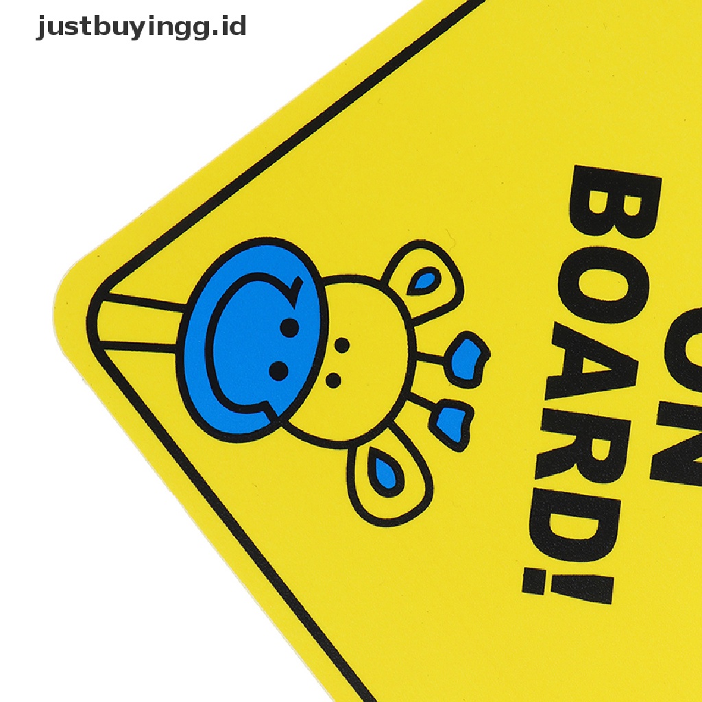 Justbuyingg.Id Stiker Peringatan Baby On Board Reflektif 12cm Warna Kuning Dengan Suction Cup Untuk Jendela Mobil