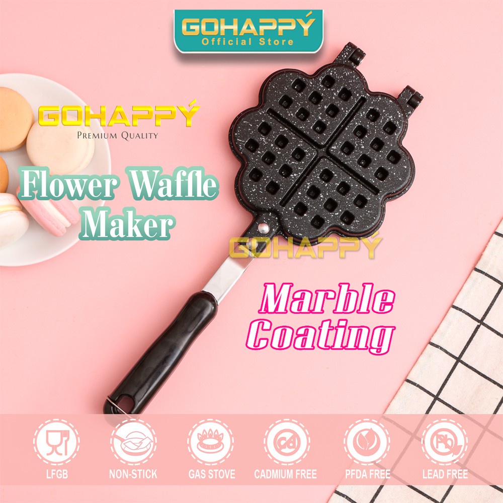 LOYANG FLOWER WAFFLE MAKER anti lengket Gohappy Cetakan kue wafel modern GH-C52