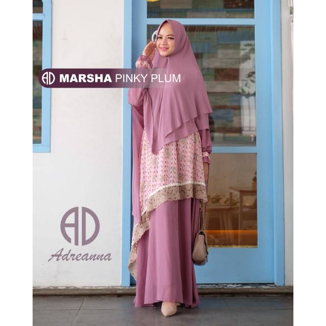 Marsha Dress  pinky plum (hanya gamis saja) ORIGINAL BY ADREANNA