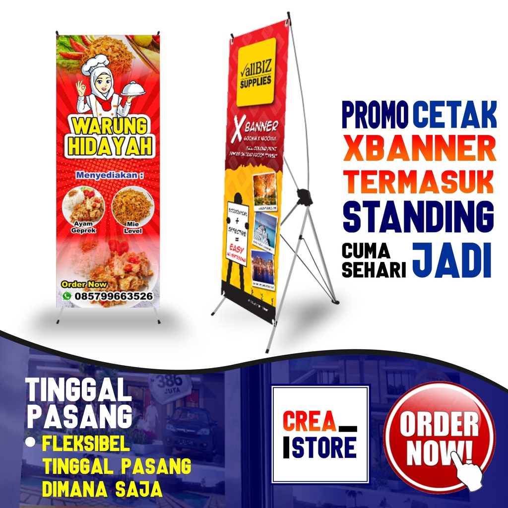 Jual X Banner Berdiri Cetak X Banner Spanduk Berdiri Standing Bannerfree Desain 