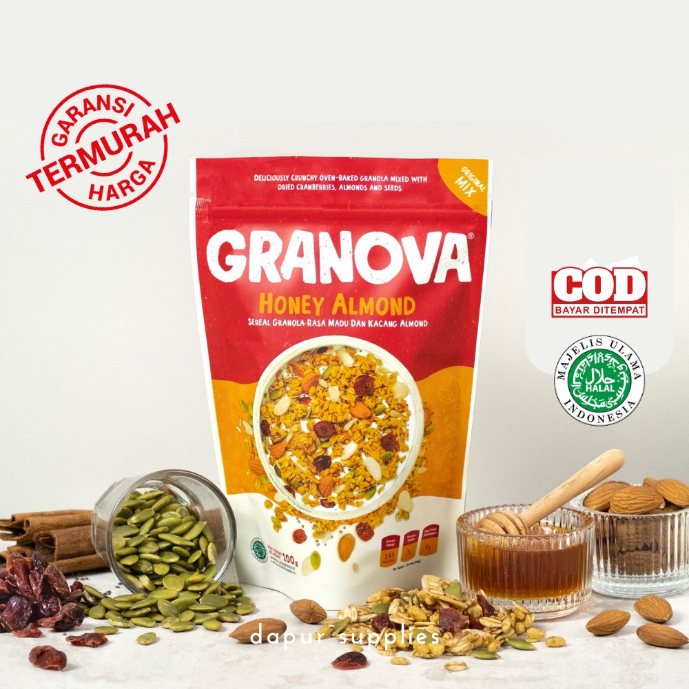 Granola Honey Almond 100gr / Sereal Sehat Halal dan Praktis / Granola Granova Menu Sarapan Bergizi