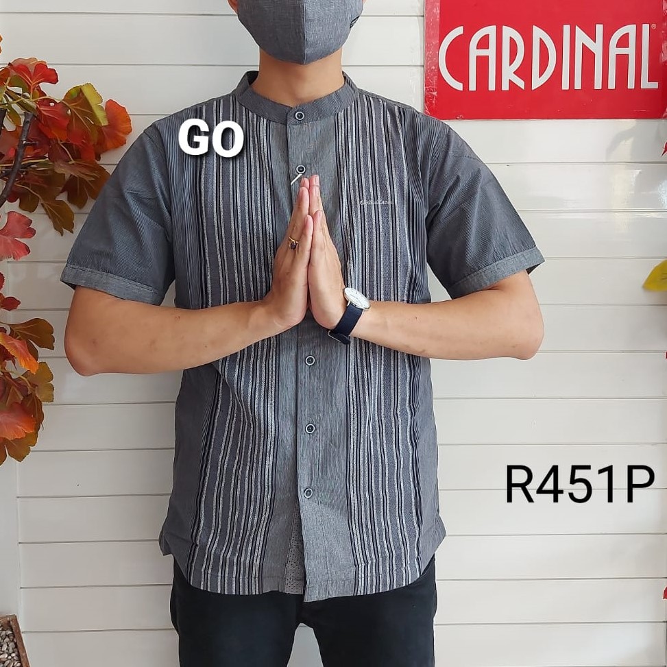 gof M-L CARDINAL KEMEJA KOKO Taqwa Pakaian Pria Original Baju Muslim Salur Lengan Pendek Kekinian TQS