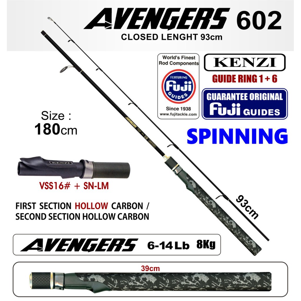 joran pancing Kenzi Avengers w/ Fuji Guides 6-14 LB,7-15 LB,8-17 LB