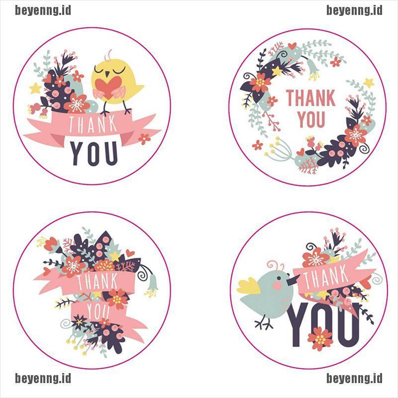 Bey 500pcs Stiker Label Segel Amplop Desain Hewan Bunga Pink Lucu Tulisan Thank You
