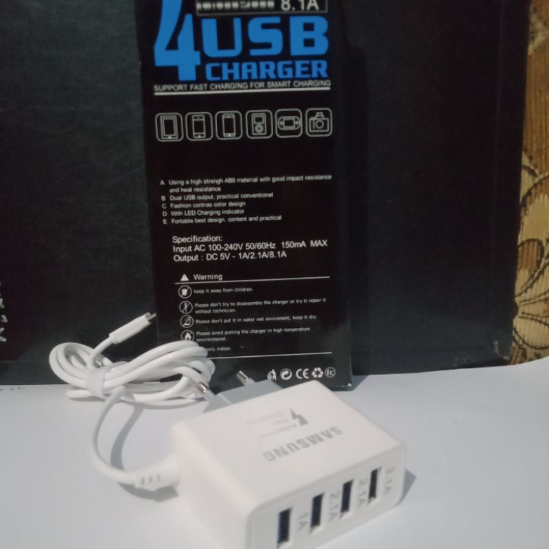 CHARGER 4 usb 8A fast chaging cas ampere besar for android