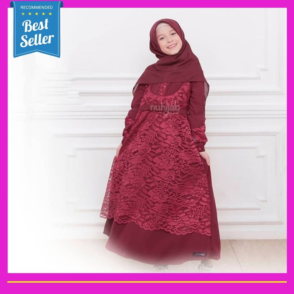 Gamis Brukat Anak Kirana Dress  Kids Brokat Murah Usia 6 7 8 9 10 11 12 Tahun  Anak2 Tanggung Muslim