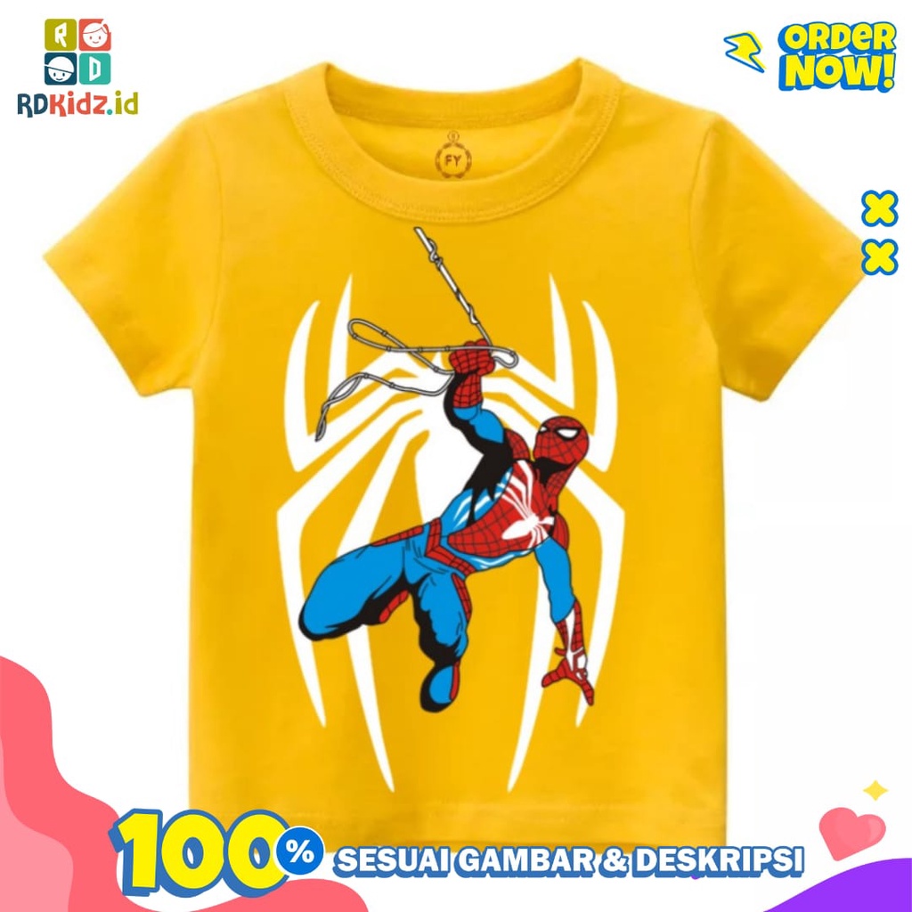 Rdkidzid Atasan Anak Laki Laki Kaos Anak Cowok Motif Spider Kuning