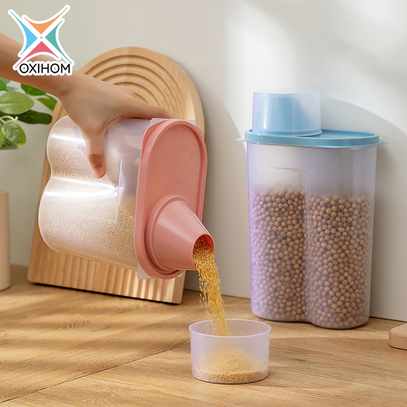 Oxihom Toples Plastik Makanan Snack Sereal Tuang Wadah Penyimpanan Makanan-2