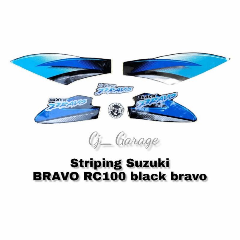 Striping BRAVO RC100 Stiker Suzuki RC100 black bravo Biru