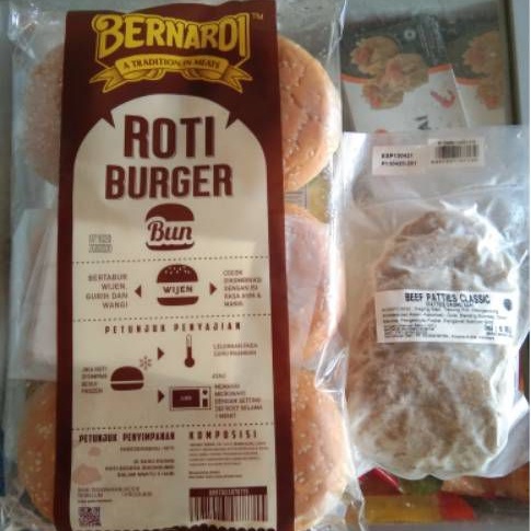 

Paket Burger Roti Burger Wijen/Polos + Bernardi Beef Patties Classic