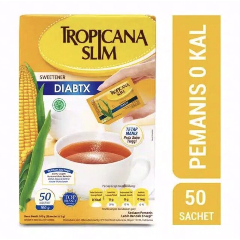 Tropicana slim DIABTX 25 50 &amp; 100 sachet ( gula khusus diabet rendah kalori )