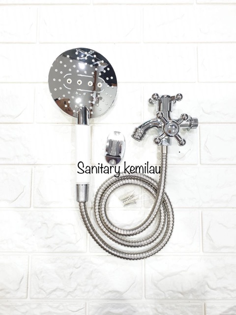 PAKET MURAH KOMPLIT ( BY 1 GET 1 ) BELI HAND SHOWER MANDI DAPAT KRAN CABANG DOUBLE 2 LOBANG