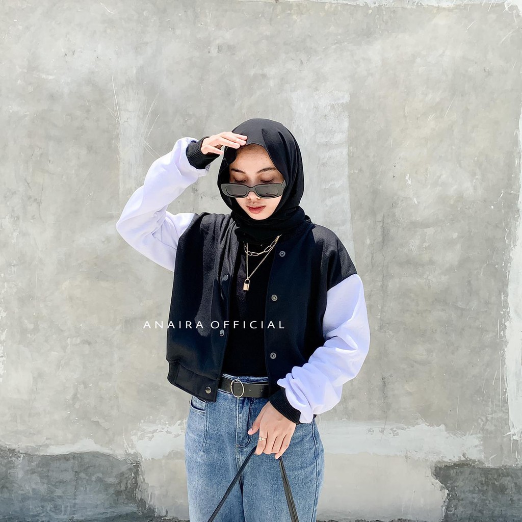 BASEBALL CROP JAKET WANITA FASHION JACKET WANITA MURAH STYLE WANITA