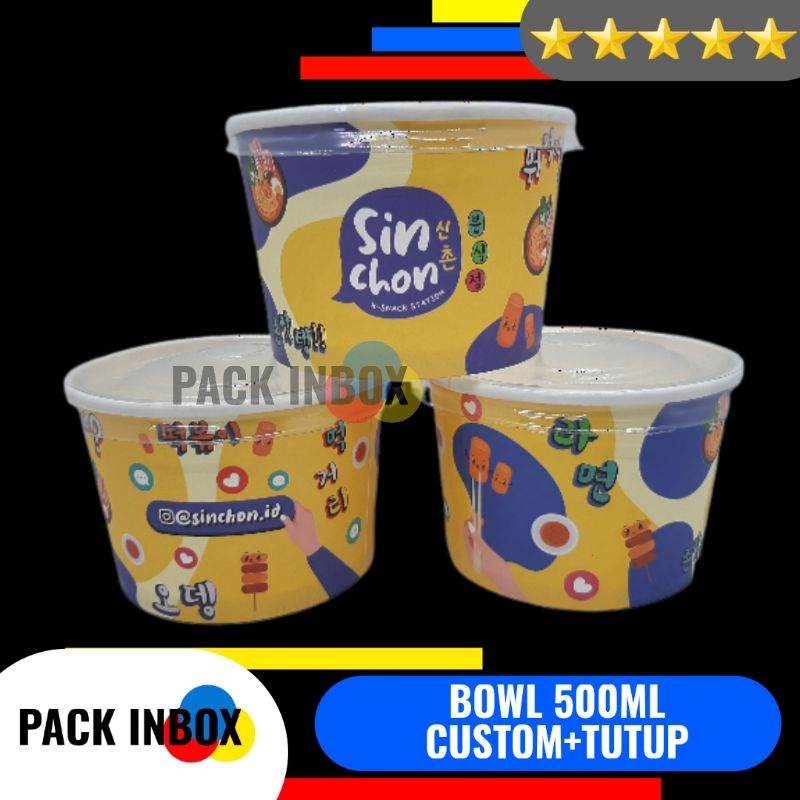 GRATIS DESAIN PAPER BOWL 500ML CUSTOM DESAIN DAN TUTUP SABLON PAPER BOWL 500ML PRINTING BOWL 500 ml