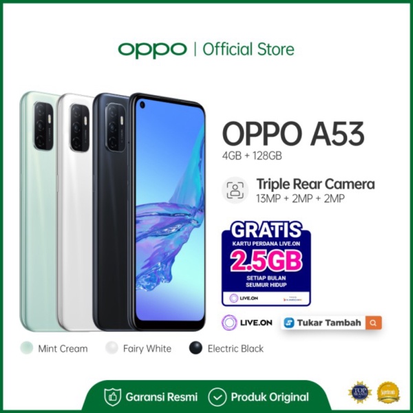 vvipsneakerss  OPPO A53 4GB/128GB - Bundle Live.On [Khusus Tukar Tambah] - Putih