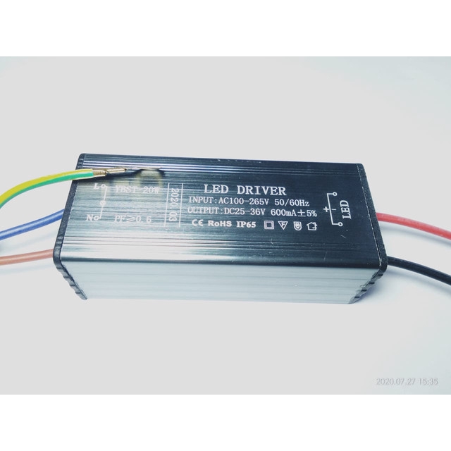 [DSP-9176] LED DRIVER AISE 20WATT 600mA CASING ALUMINIUM IP65 (REAL 20W)