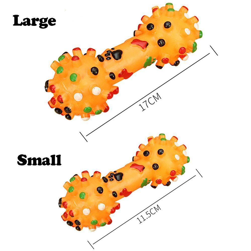 Solighter Mainan Anjing Teddy Bone Training Dumbbel Molar Sikat Gigi Mainan Mencicit Puppy Chew Squeaker