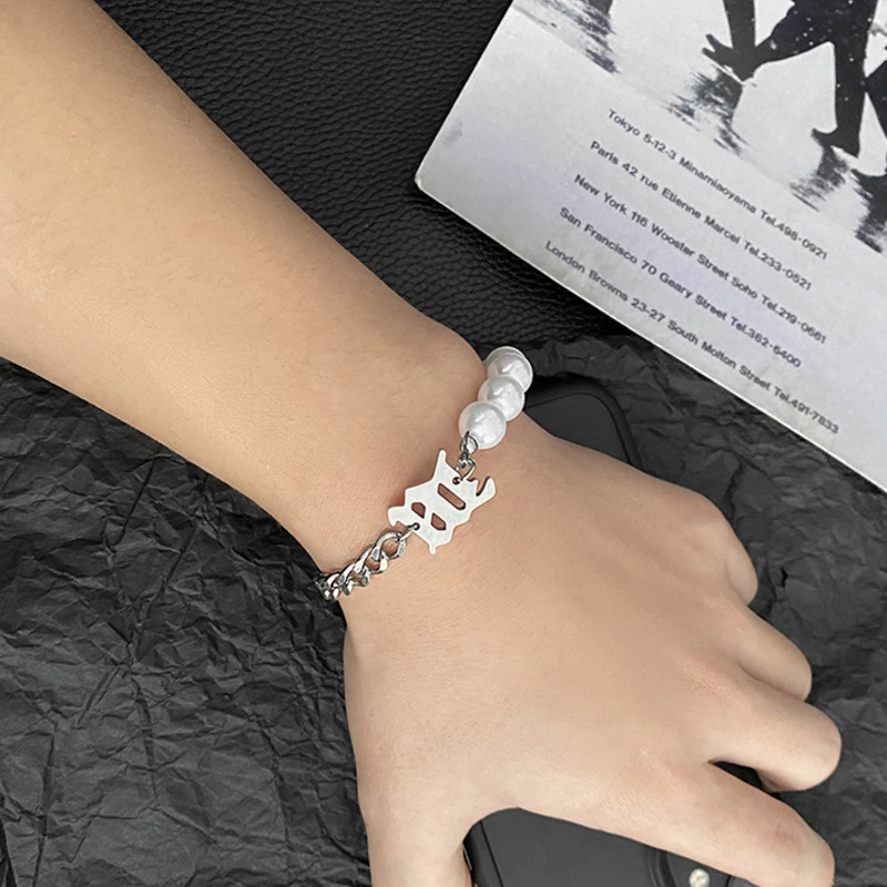 Letter Pearl Stitching Bracelet Accessories Trendy Simple