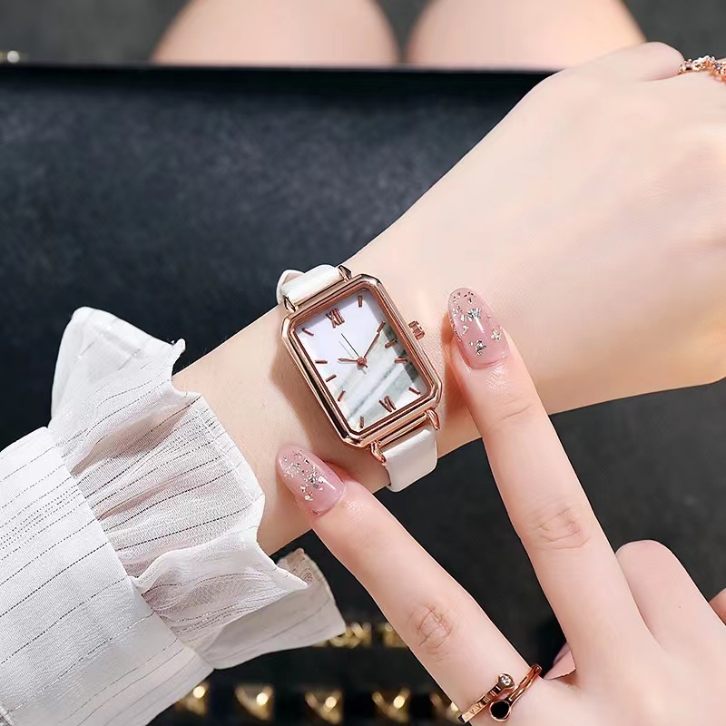 COD✅ Jam Tangan Wanita Kulit Kotak Analog Fashion Watch Gaya Korea JamTangan Hijau Kecil Harga Murah   S1212