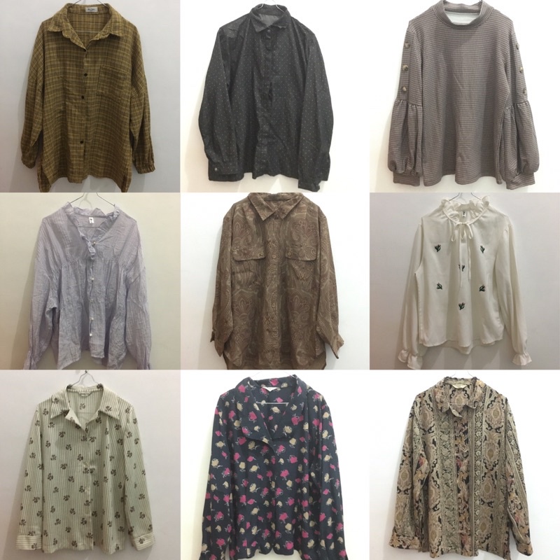 [baca deskripsi] PRELOVED baju bekas blazer kaos panjang vest kemeja motif vintage blouse flanel kot