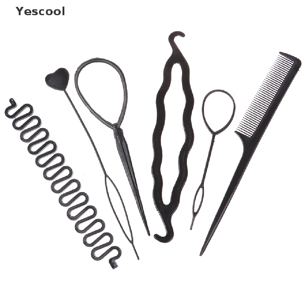 Yescool 6Pcs / Set Alat Bantu Kepang / Keriting Rambut Untuk Anak Perempuan