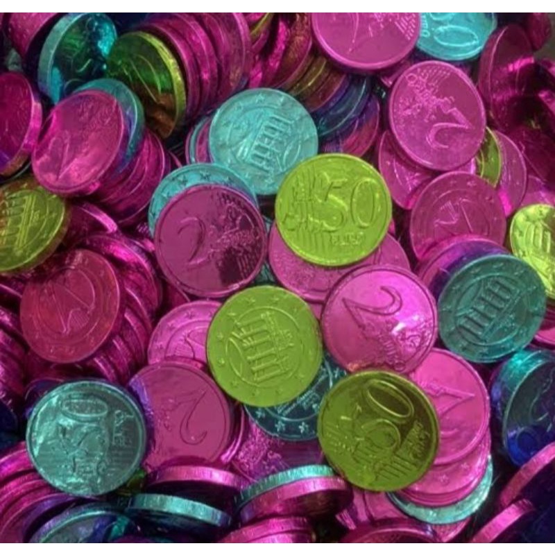 

HALAL Coklat koin warna warni Cokelat koin warna warni coklat Koin HALAL coklelat uang koin Colourful coin warnawarni koin coklat uang koin chocolate gold coin Naraya golden coin coklat impor