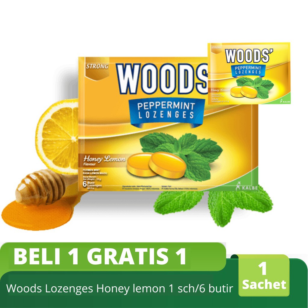 Woods Lozenges Peppermint buy 1 free 1 Honey Lemon Sachet