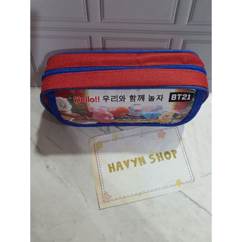 kotak pensil kain TUTUP B T S BT 21/pencil case canvas  B T S BT-21-4