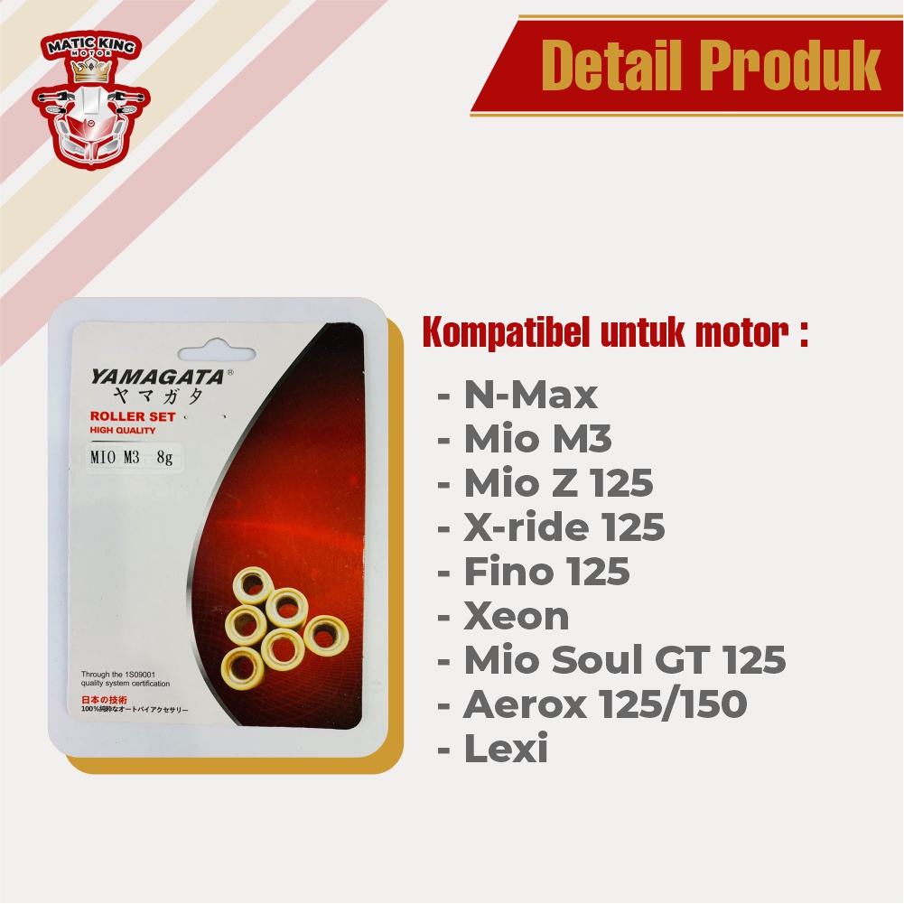 Roller Nmax Lexi Aerox MioM3/Z/125/GT125 Xeon Fino Fi Yamagata Racing 8 gr sd 13 gr jual satuan (1 pc)