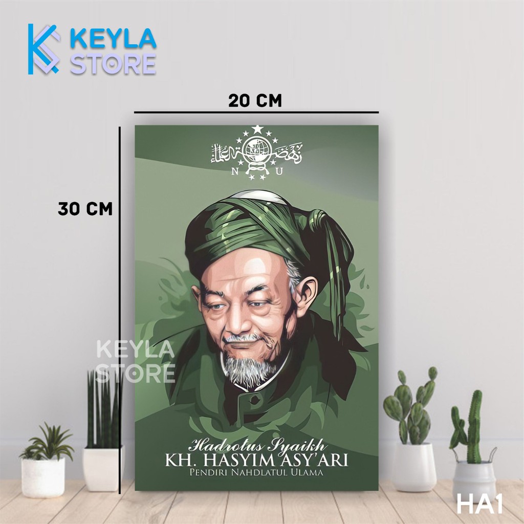 POSTER KAYU HIASAN DINDING FOTO KH. HASYIM ASY ARI-PENDIRI NU-TOKOH ULAMA PENDIRI NAHDATUL ULAMA IND