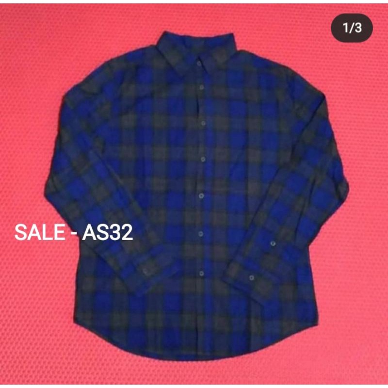 kemeja panjang plaid shirt mossimo biru kode AS32