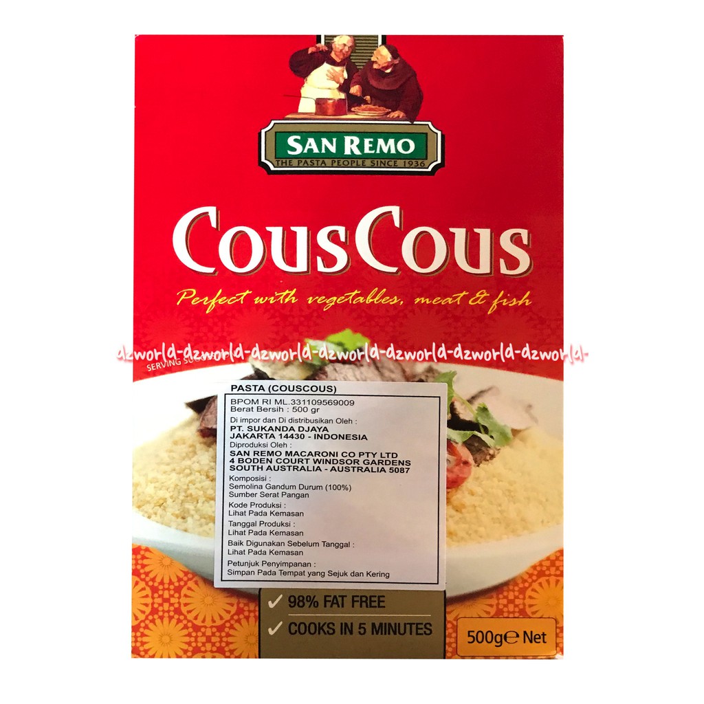 San Remo Cous Cous 500gr Pasta Bentuk Butiran Kecil Sanremo Couscous