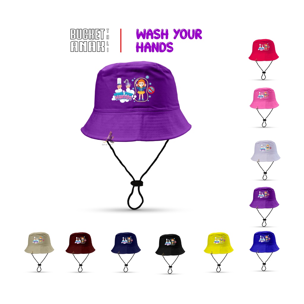 Topi Bucket anak gambar sablon Cuci Tangan/bucket anak cuci tangan