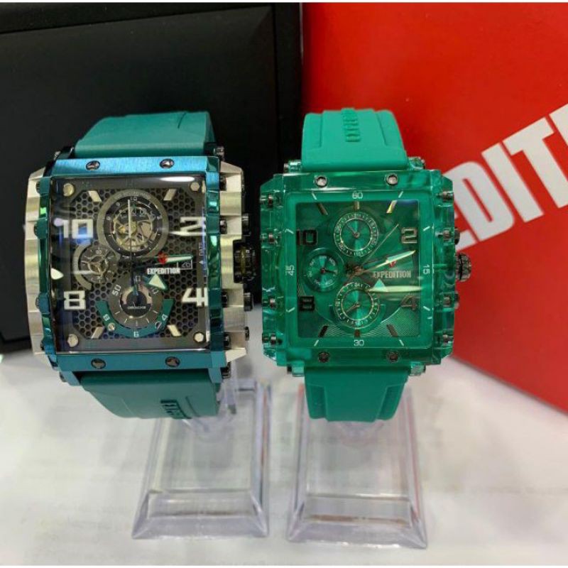 Jam Tangan Expedition Couple E 6757 Pria & E 6808 Wanita Green Original