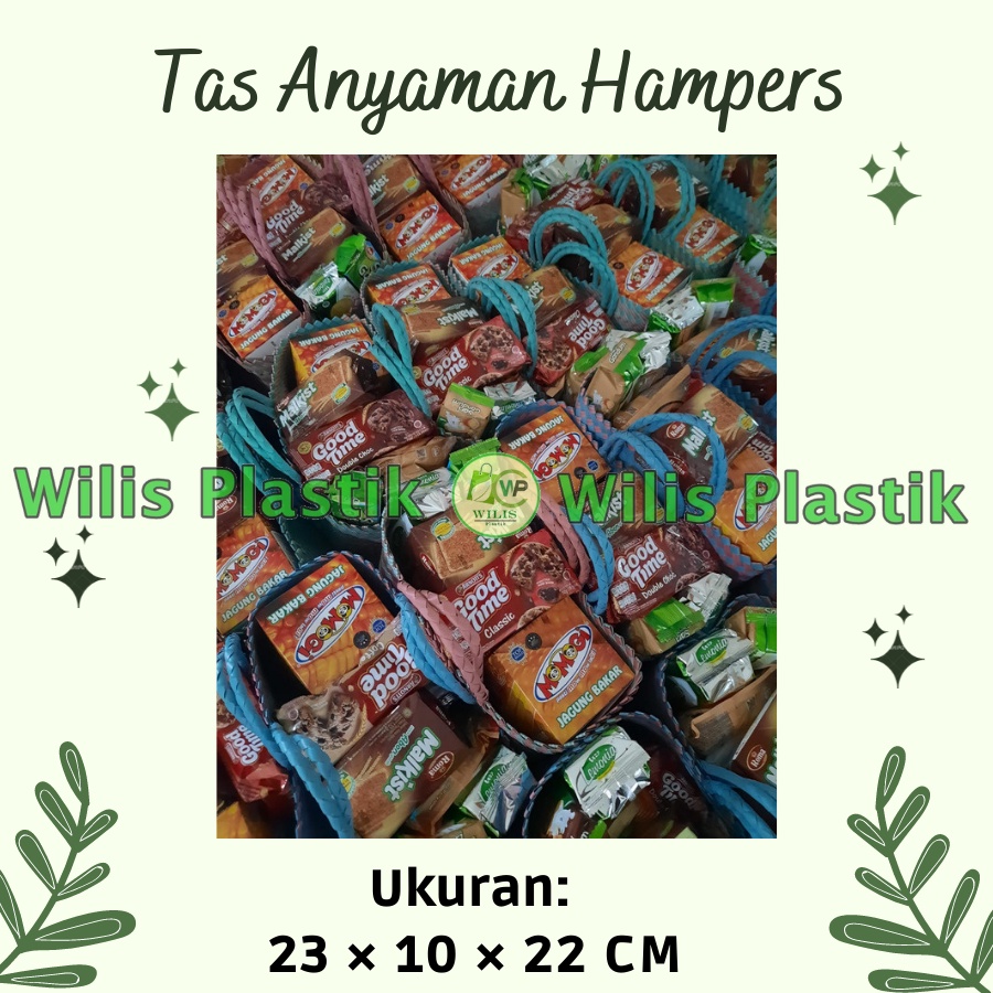 Tas Anyaman Plastik Murah Keranjang Belanja Tas Bingkisan Hampers Kecil (S) untuk Souvenir Parcel Snack Muat Thinwall Toples Kaleng Roti