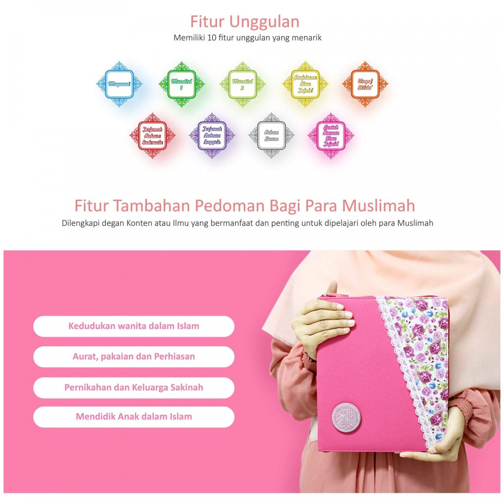 RRR Alquran Al Quran digital Mushaf Wanita Pen Elektronik Al Qolam Pink