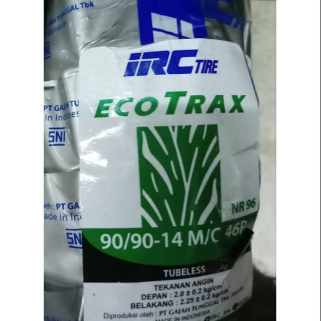 Ban tubeless IRC Ecotraxx 90/90-14 for beat esp/F1/pop/street/Vario 110/125/150/Mio J/M3/Scoopy/mZ