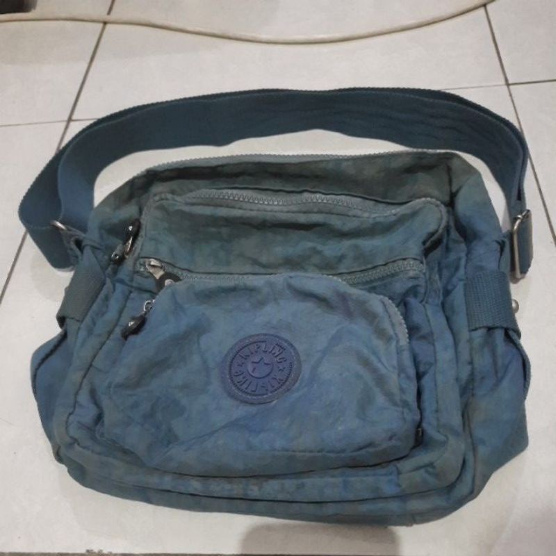 TAS SECOND SLING SELEMPANG KIPLING BIRU MULUS SELETING BAGUS