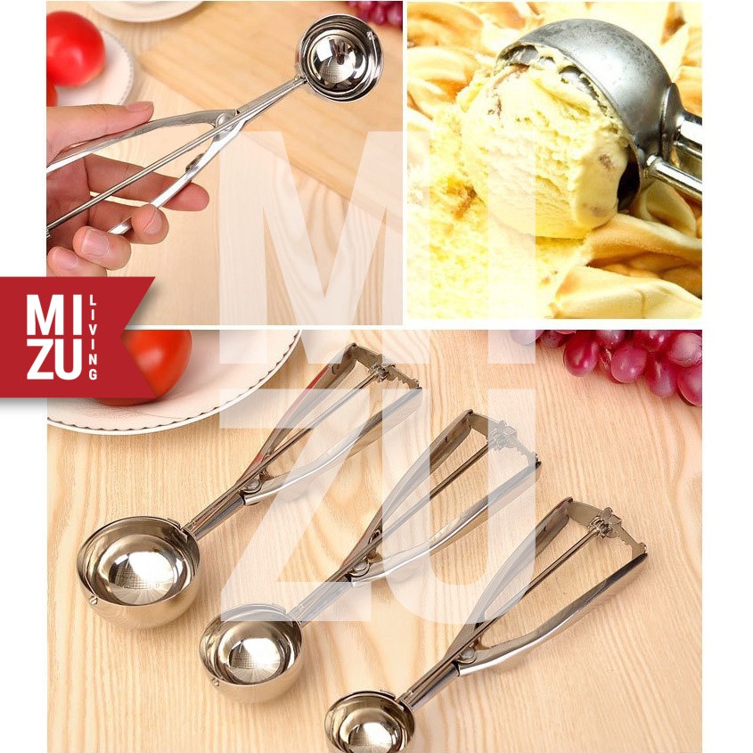 MIZU HELADO Sendok Es Krim Ice Cream Scoop Stainless Steel