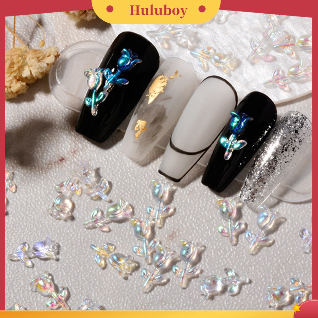 Huluboy Huluboy♡ 30pcs / Set Ornamen Bunga Mawar 3D Bahan Resin Untuk Dekorasi Manicure