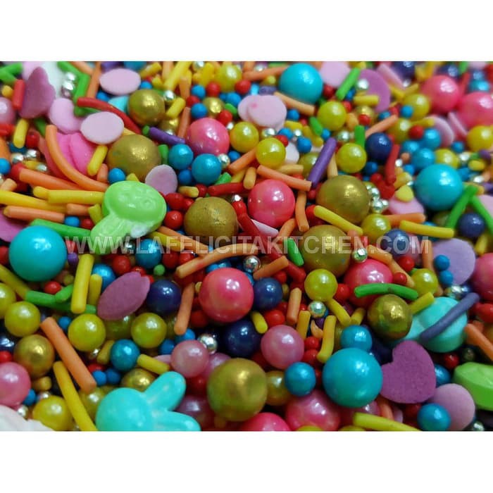 

SPRINKLE RAINBOW MIX COLOR BRIGHT ULTAH CANDY TOPPER HIASAN KUE COKLAT PERMEN SWEET MANIS