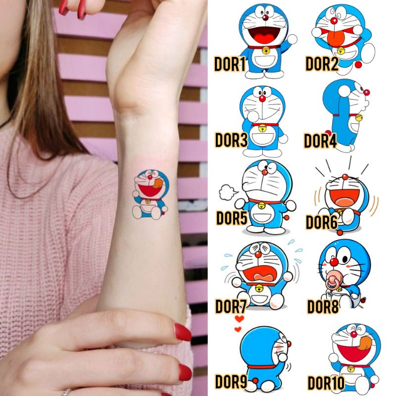 Tato Temporer Doraemon kartun Stiker Tato Minimalis - DOR