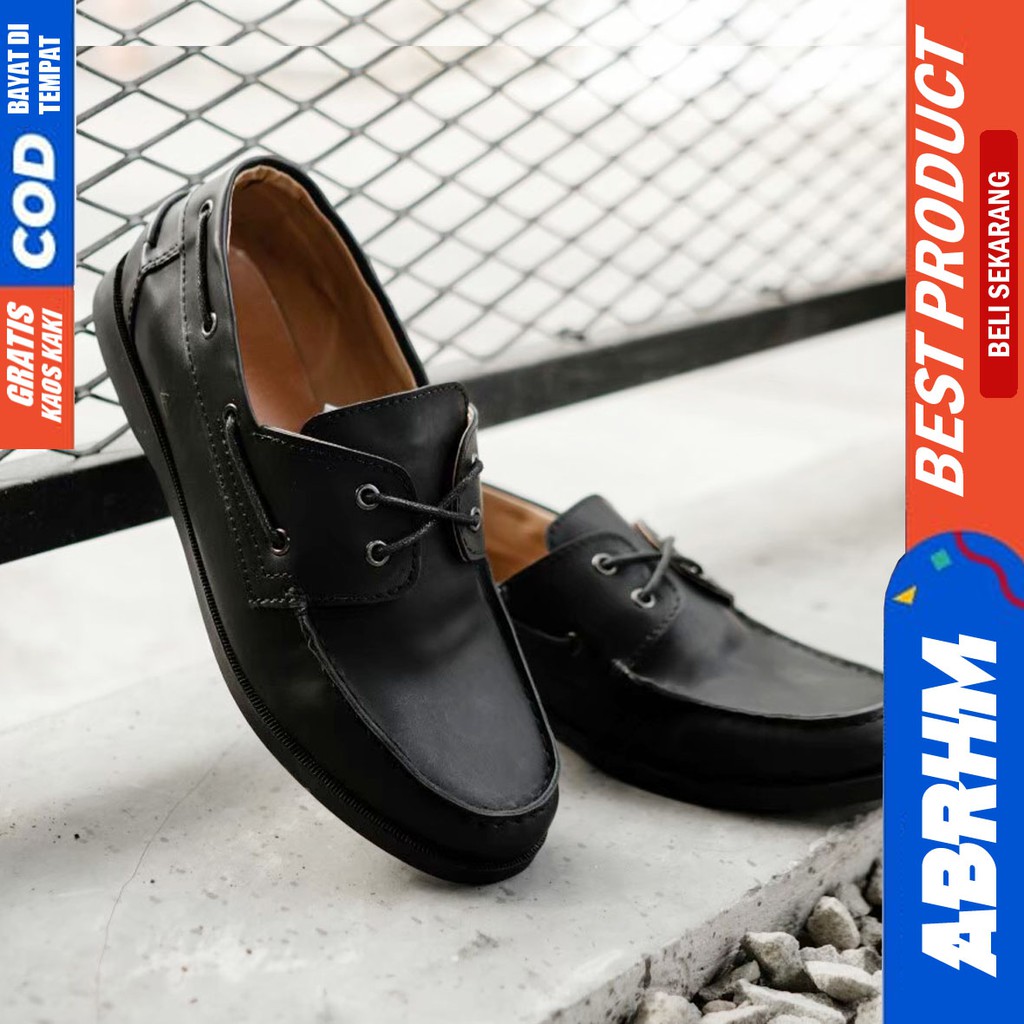 ABRHM X VALIAN  Sepatu Formal Pria Sepatu Casual Pria Kulit Pu Sepatu Pria Casual Sepatu Kasual Cowok / Cowo Oxford Kerja Kantor Kuliah Kondangan Gaya Keren Kekinian Original Murah Terlaris