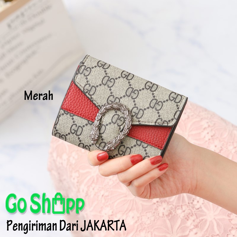 Dompet Wanita Import Premium - Dompet Lipat Wanita Fashion - Dompet Motif GD Kancing Ular [PD09]