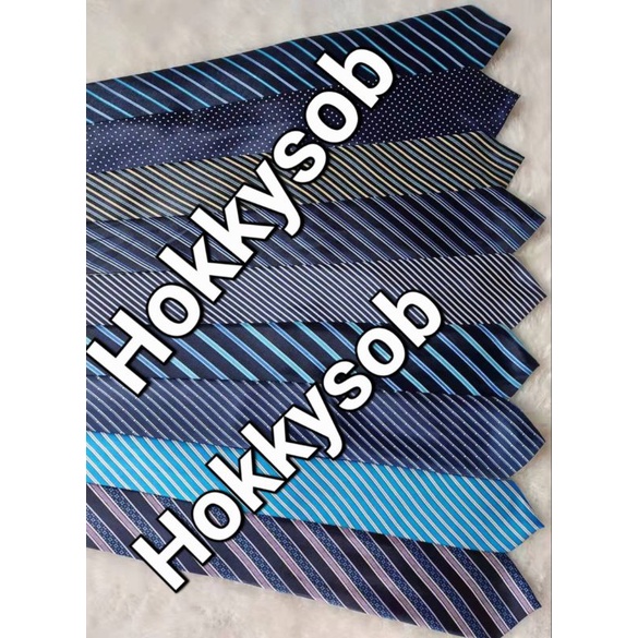 Dasi biru motif garis putih silver kotak polkadot 3inch 8cm bahan import untuk acara wedding seragam kantor wisuda prewedding dasi hitam garis dan lain-lain