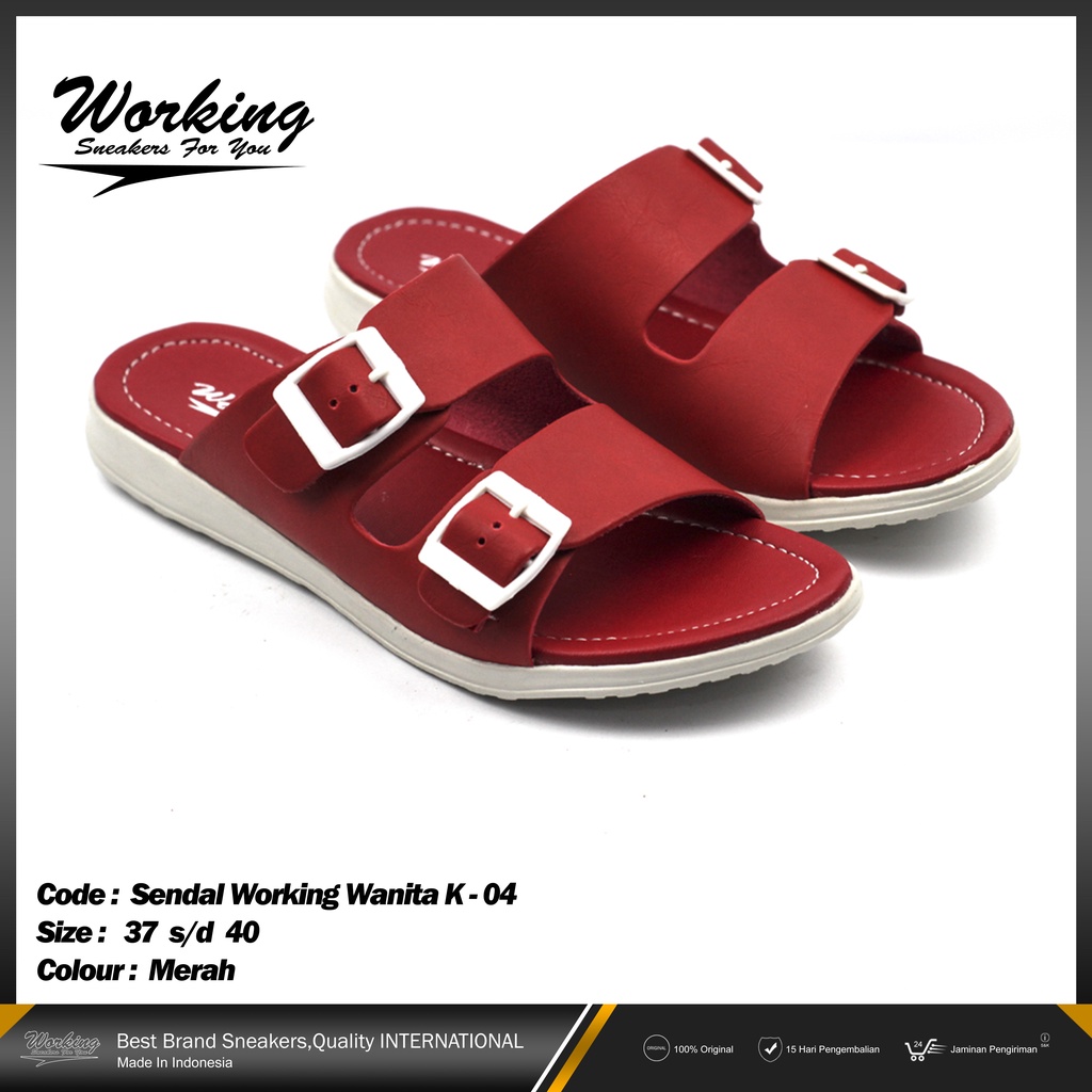 Sandal Wanita Slop Working K-04 Sandal Tali Slide Casual Sendal Cewek Slip On Nyaman Dipakai