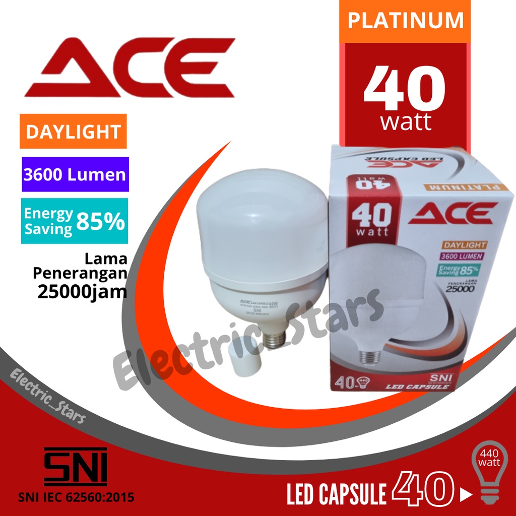 Bola Lampu 40 Watt LED Capsule Merk ACE