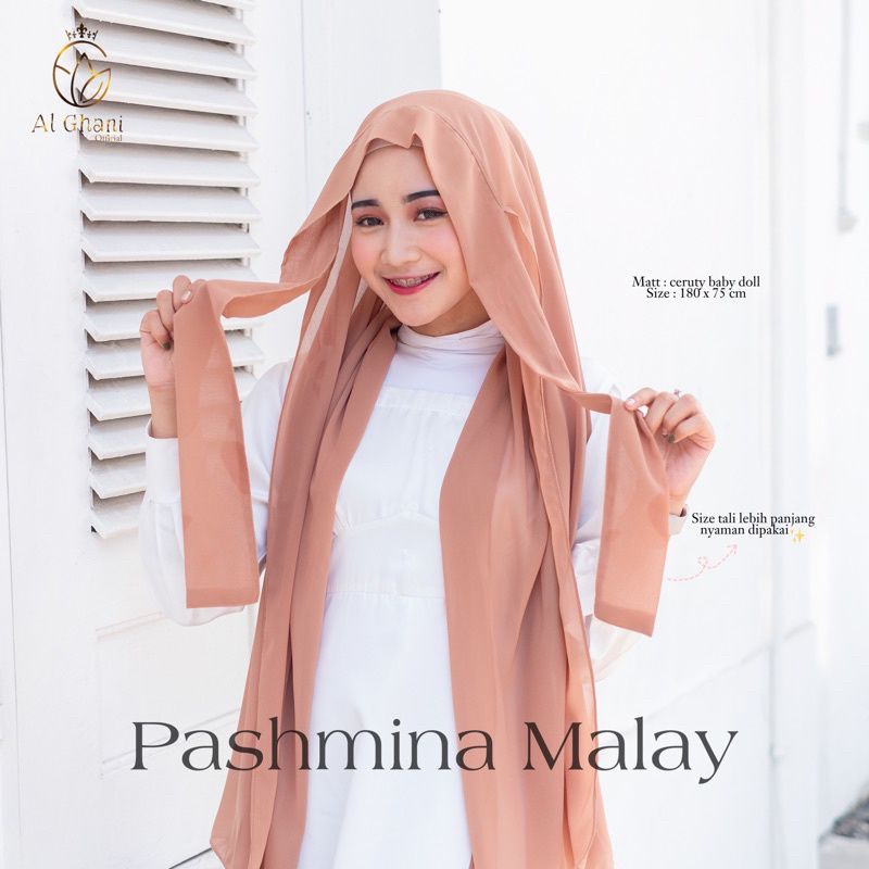 Pashmina instant Malaysia / Pashmina tali Melayu Ceruty Babydoll