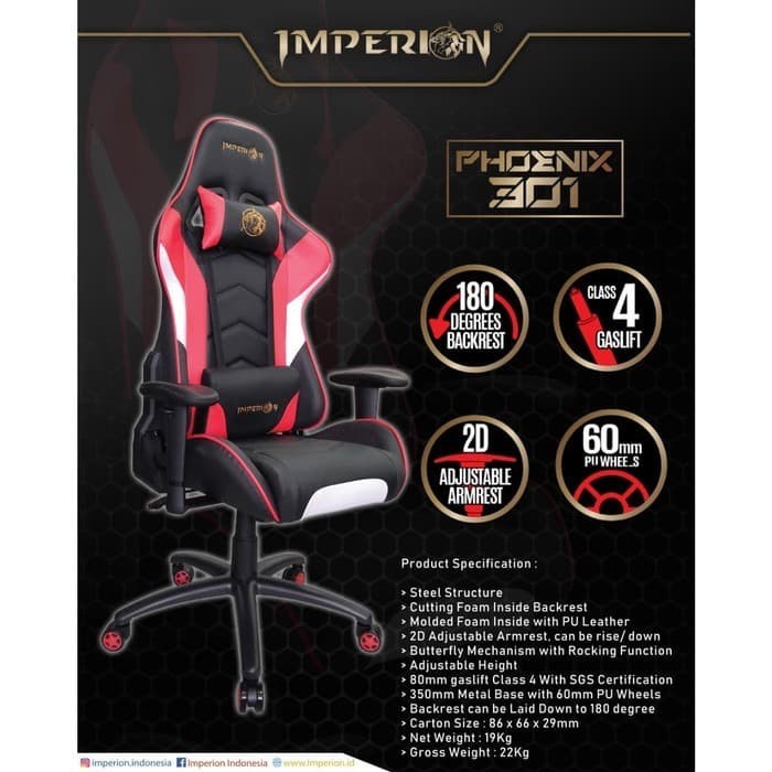 Gaming Chair / Kursi Gaming Imperion Phoenix 301 - KHUSUS MEDAN - Hijau